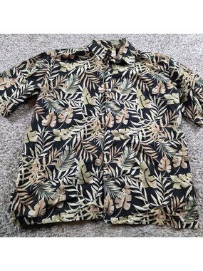 Cooke Street Hawaiian Shirt Mens Medium Button Up Short Sleeve Brown  Floral